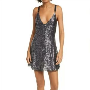 Free People Gold Rush Sequin Metallic Minidress